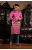 Men Pink Color Chevron Printed Straight Punjabi (NS87)